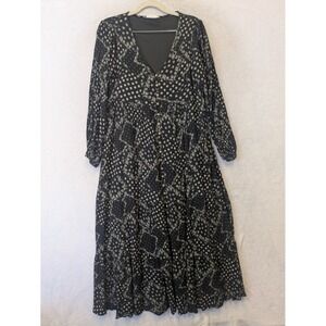 In Loom Womens Black Paisley Mixed Print V-Neck Tiered Maxi Dress Small TLD4392